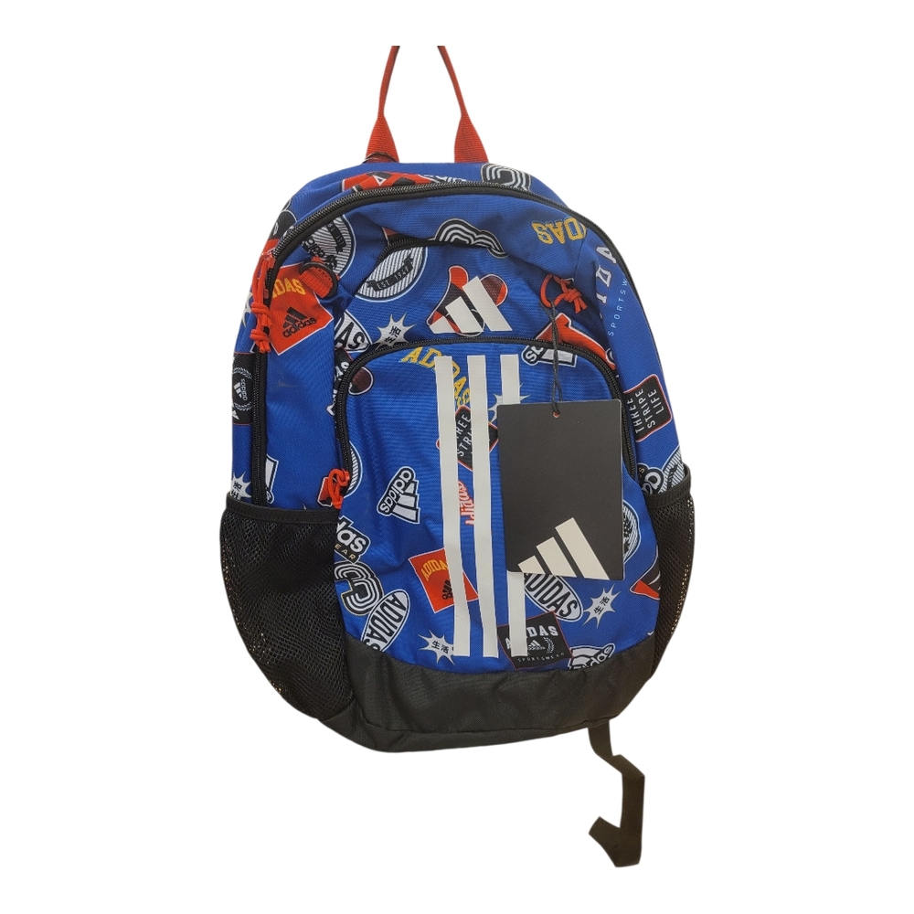 Adidas Backpack Blue All Over Print School Bag Kids Small Size 9"D x 14"W x 19"H